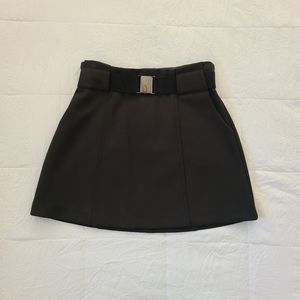 Forever 21 Belted Black A-Line Mini-Skirt